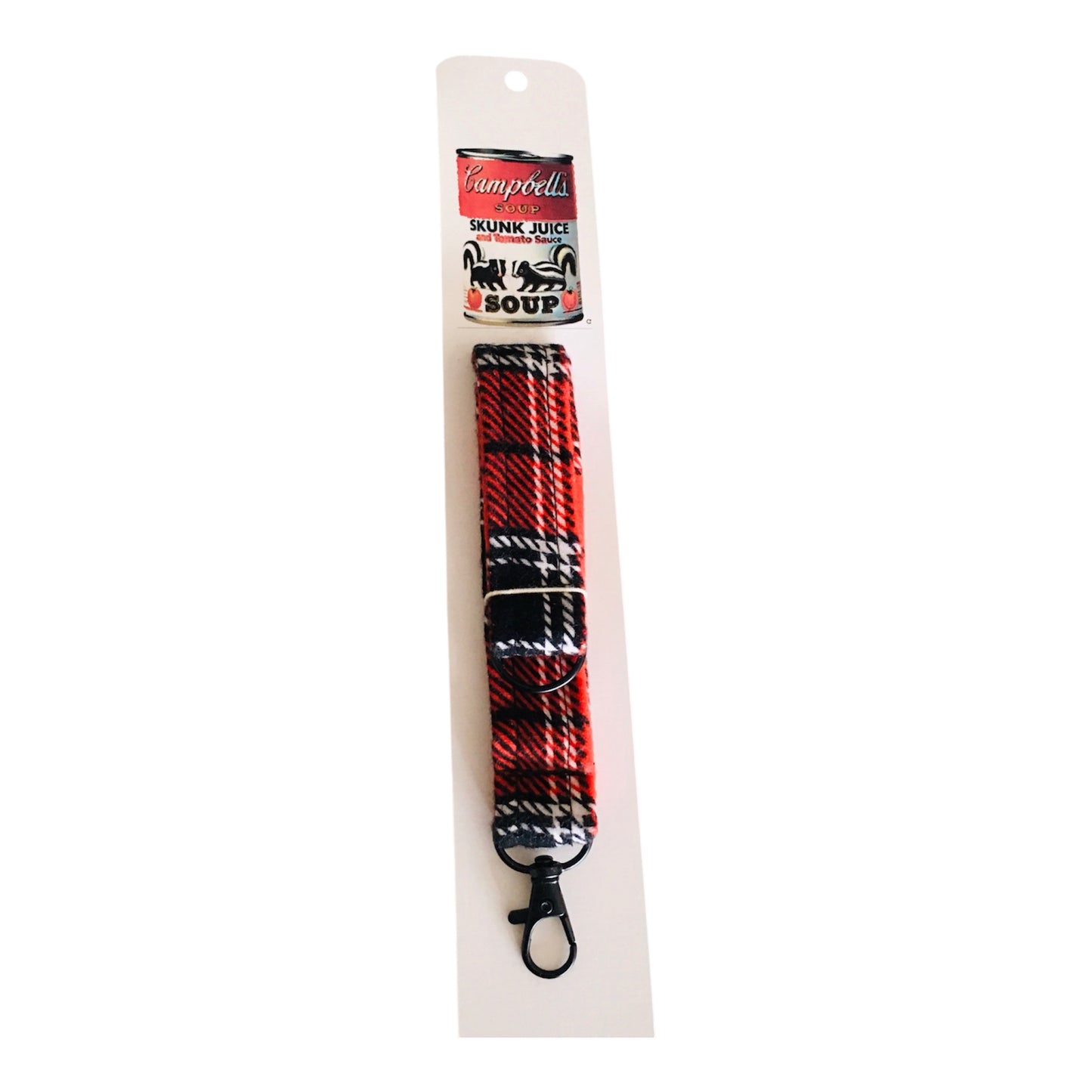 Retro 1985 soup motif keychain