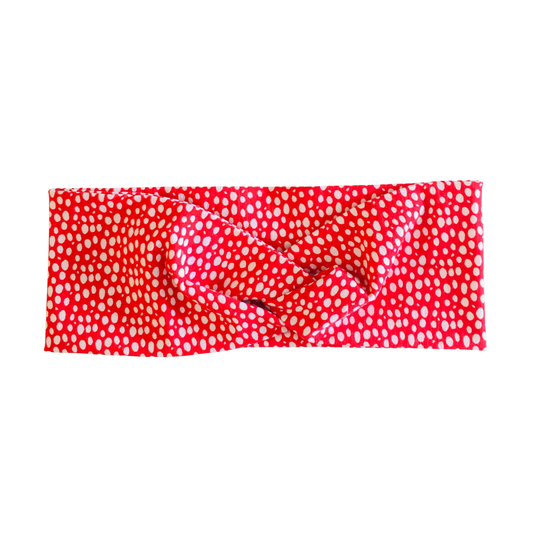 Bandeau rouge à pois blancs